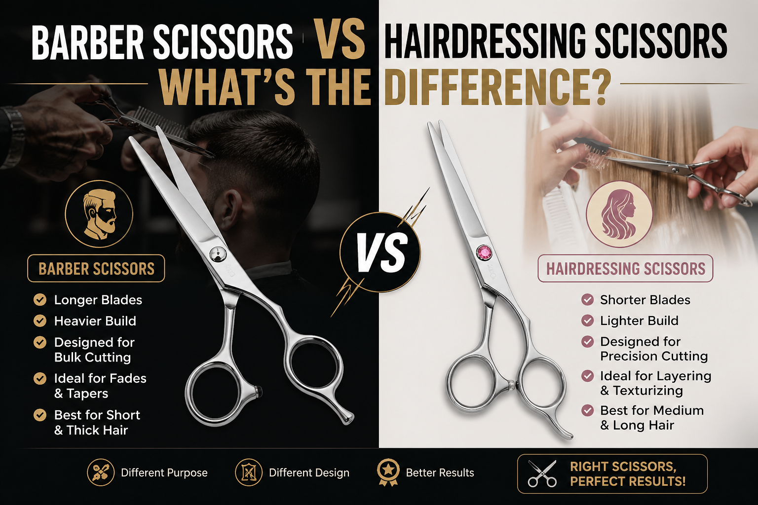 Barber scissors vs hairdressing scissors